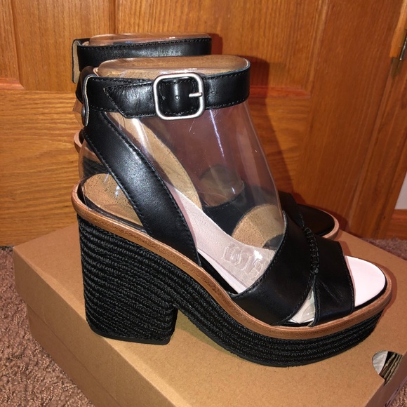 UGG Shoes - Ugg sz 8 Carine Black Heel Sandals NWT Leather